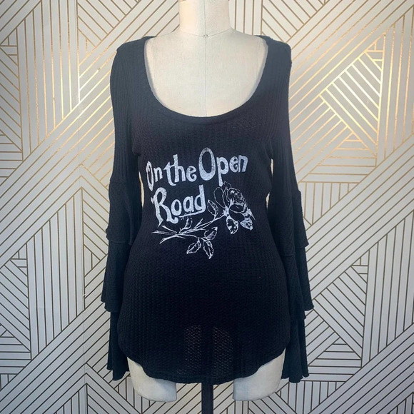 Chaser On‎ the Open Road Thermal Ruffle Sleeve Tee - Picture 2 of 11